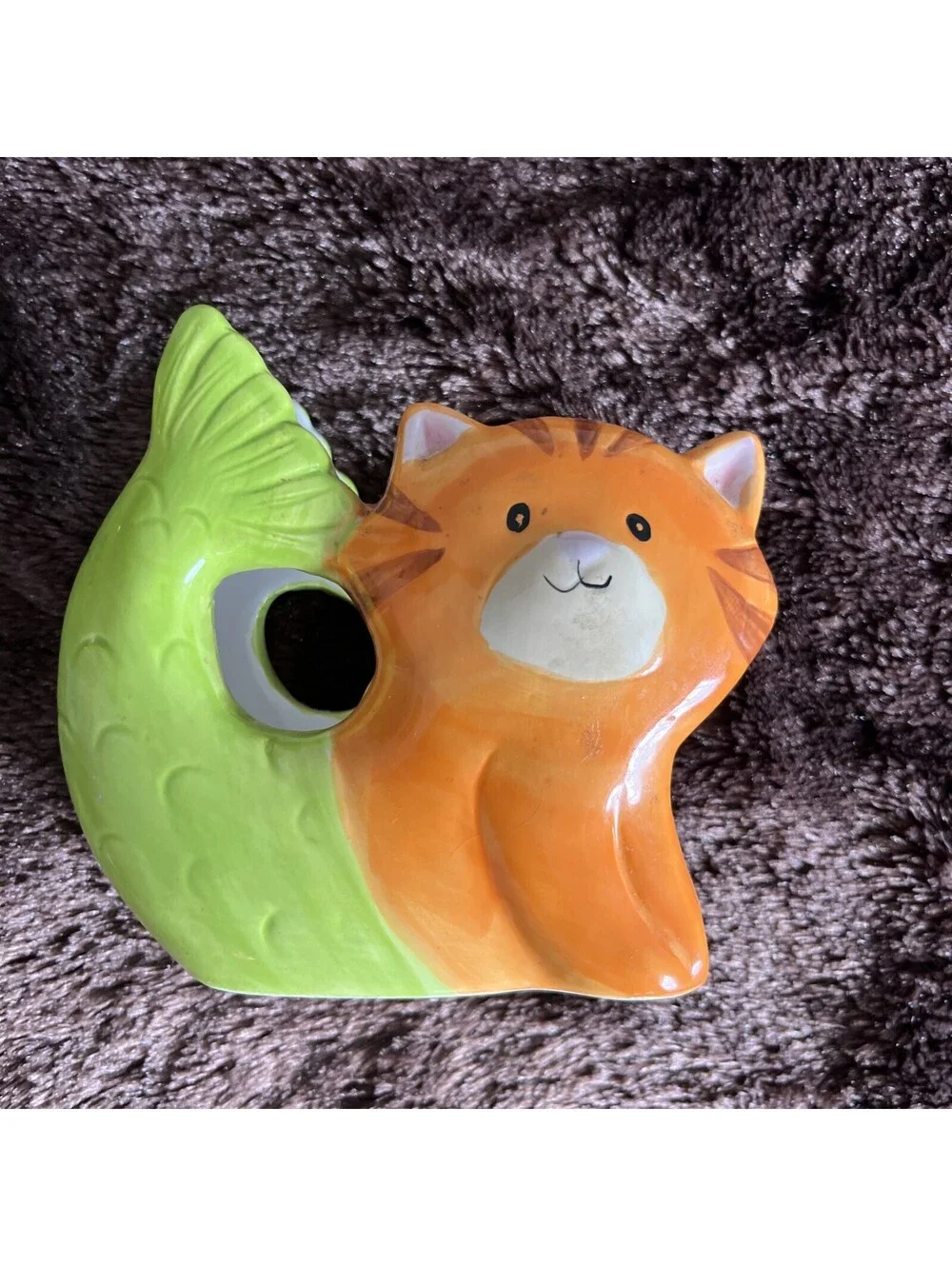 Boston Warehouse Purrmaid Ceramic Napkin Holder Orange Tabby Cat Mermaid 6x5